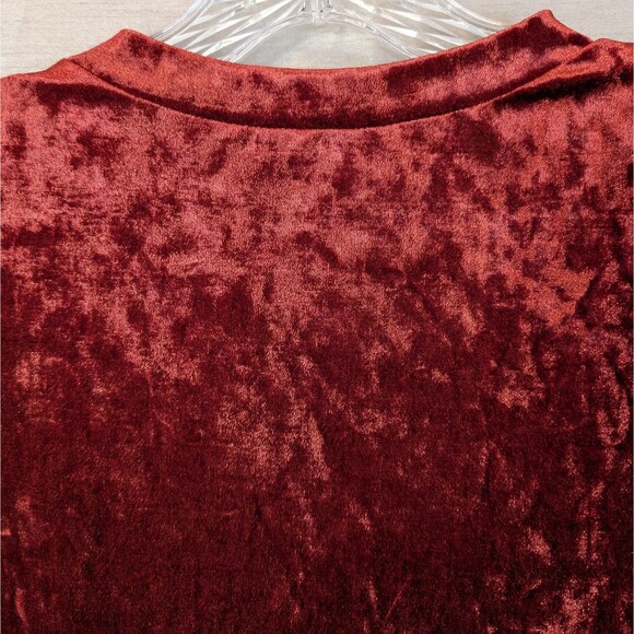 Honeyme Women's SM Velvet Velour Peplum Tunic Rusty Red Whimsygoth Bohemian Boho - Picture 16 of 16